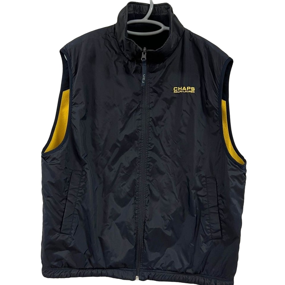 Chaps Ralph Lauren Reversible Vest Size XL Polyester/Fleece Navy And Yellow